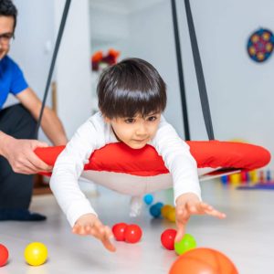 Occupational therapy treatment session on screening development of kids. Concept for pediatric clinic, pediatrician and learning.Pediatric Occupational Therapy